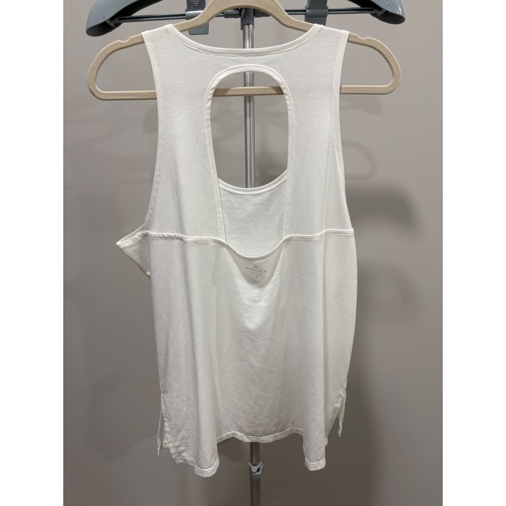 Athleta Open Back Athletic Tank Top White Size Large Lightweight Athleisure - Picture 2 of 9